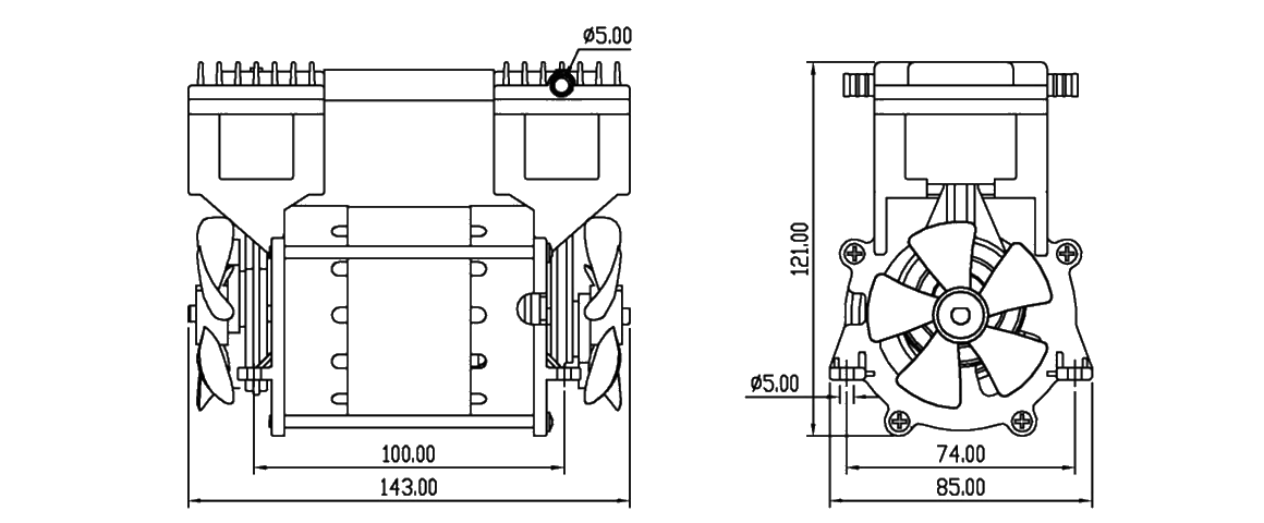 HP-200V活塞(sai)真(zhen)空泵 尺寸圖(tu)