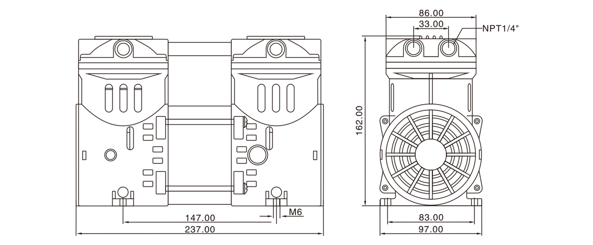 HP-550H活塞真空泵 尺寸(cun)圖
