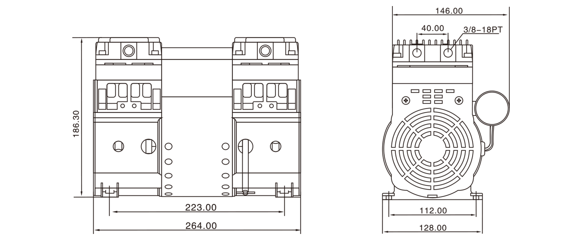 HP-200C活(huo)塞真空泵(beng) 尺(chi)寸(cun)圖