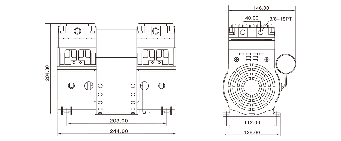 HP-2000H活(huo)塞真空泵 尺寸(cun)圖