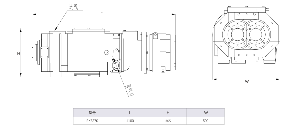 RKB0270榦(gan)式螺桿(gan)真空(kong)泵 水(shui)冷尺(chi)寸圖